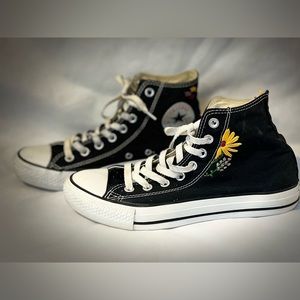 Black Converse High Top with Embroidery